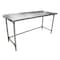 Bk Resources Stainless Steel Work Table With Open Base, 1.5" Rear Riser 72"Wx24"D VTTROB-7224 - alternate 1
